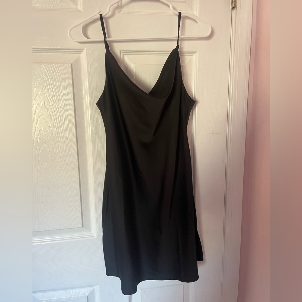 Silk cowl neck mini dress